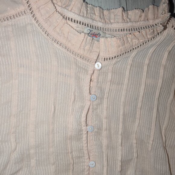 FAHERTY Willa Long Sleeve Organic Cotton Ruffled Blouse Small Vanilla Cream XL - Picture 4 of 5